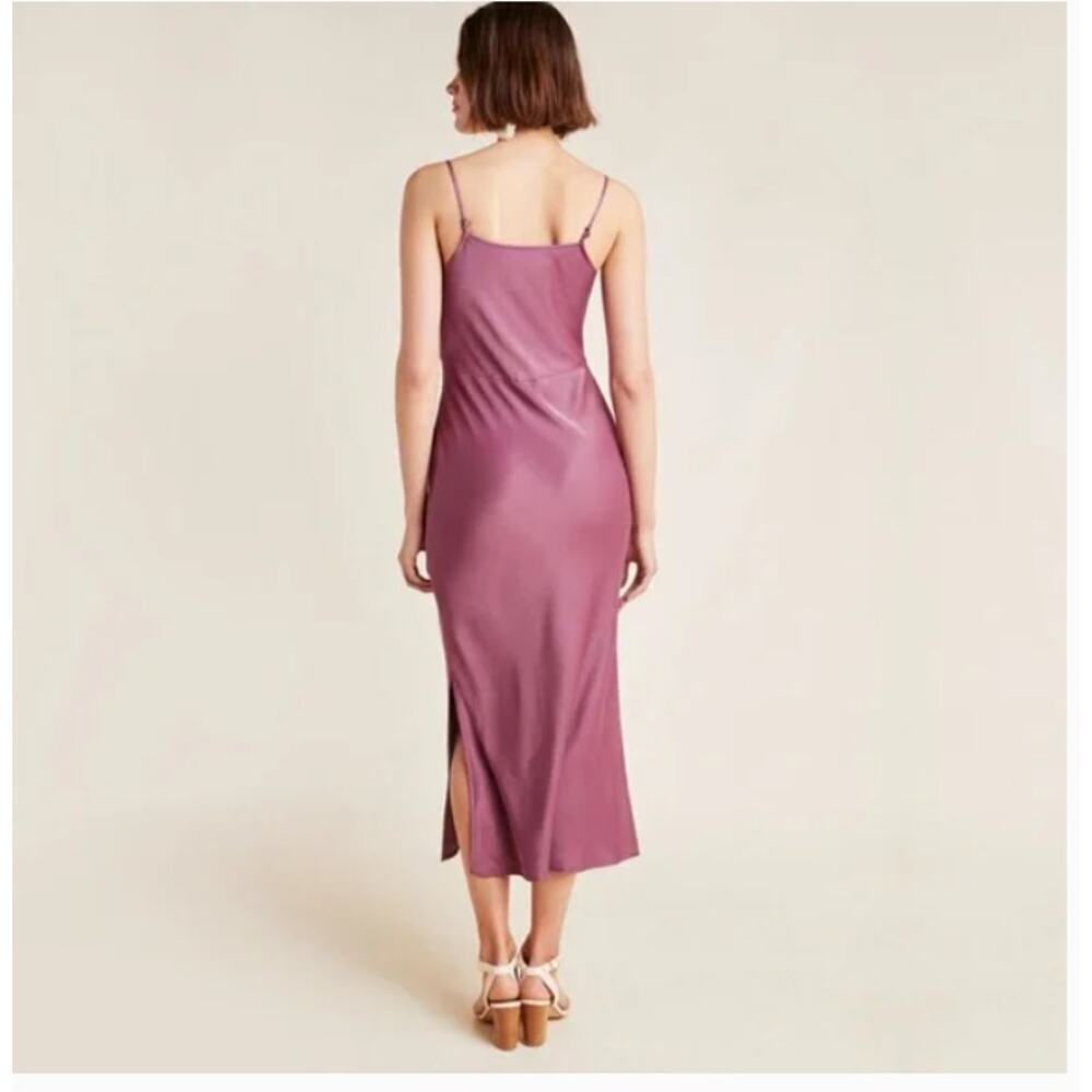 Anthropologie Elyse Plum Satin Slip Midi Dress - Size M - Picture 2 of 10